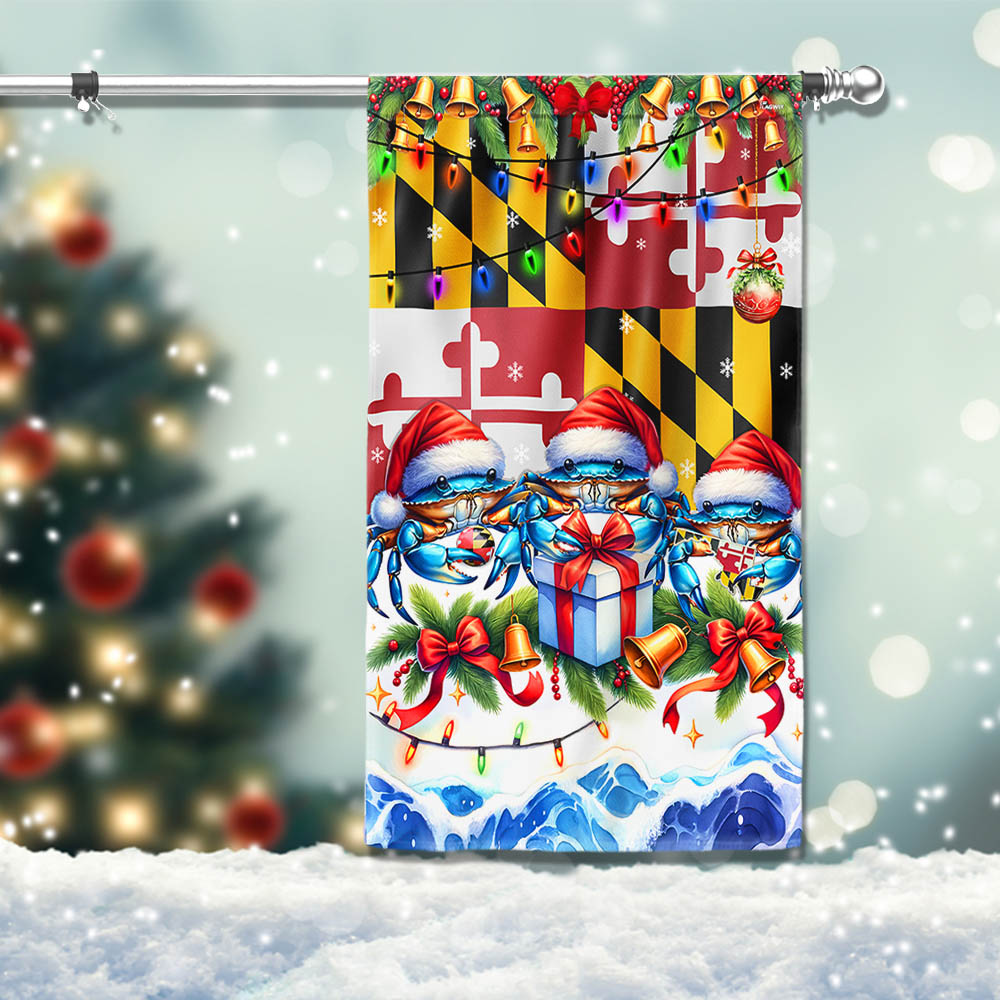 Blue Crabs Merry Christmas Maryland Flag TPT1309F