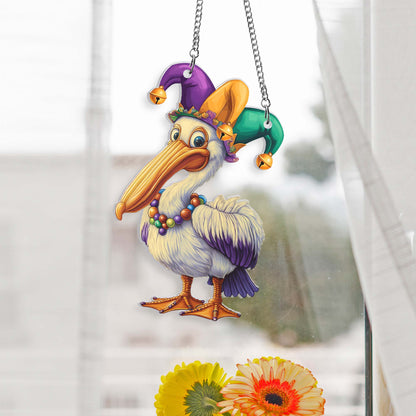 Pelican Mardi Gras Suncatcher Acrylic Hanging Sign TQN4665AS