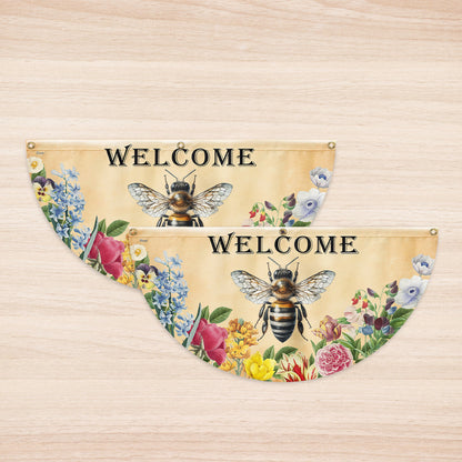Bee Flowers Welcome Summer Non Pleated Fan Flag TQN5389NTH