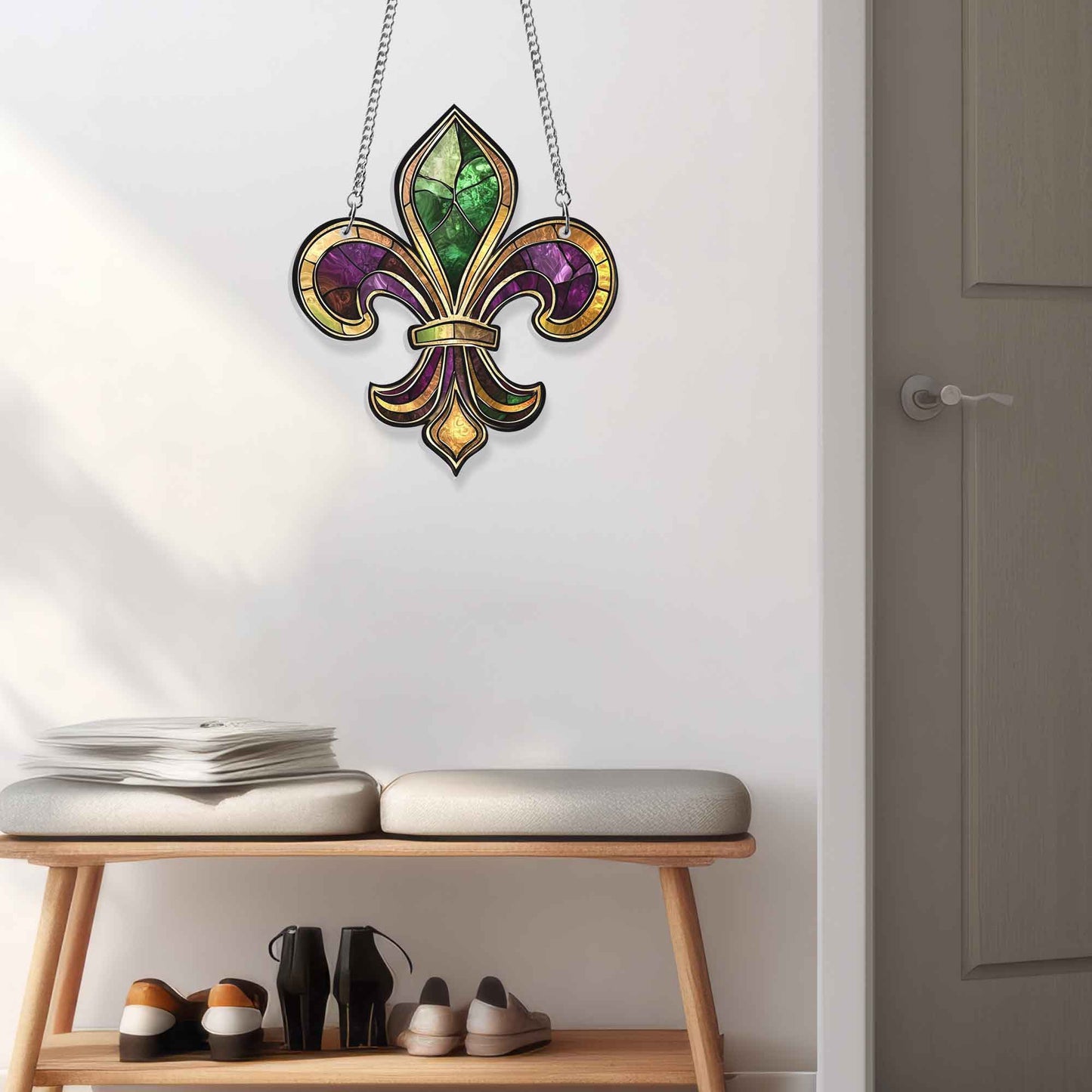 Louisiana Mardi Gras Fleur De Lis Acrylic Suncatcher Hanging TPT2544AS
