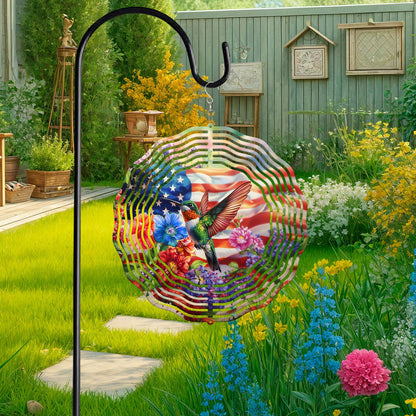 Hummingbird Flower With USA Flag Wind Spinner VTM1065HVN