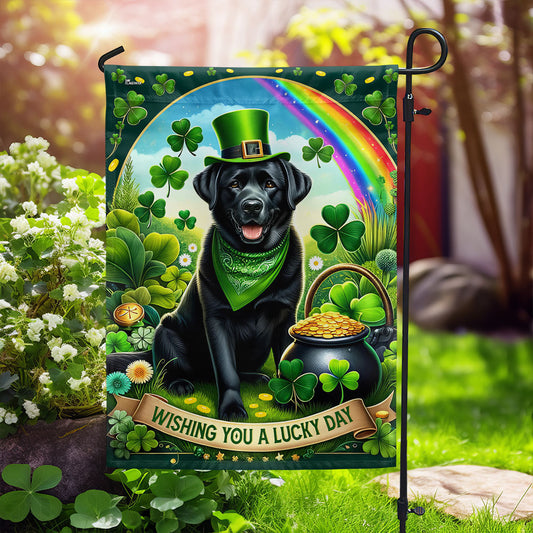Black Labrador Retriever St. Patrick's Day Flag MLN2612F