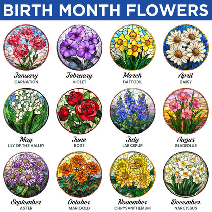 Personalized Birth Month Flowers Stained Glass Suncatcher TQN4882LTH