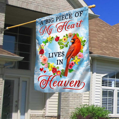 Cardinal Memorial A Big Piece Of My Heart Lives In Heaven Flag MLN1290F