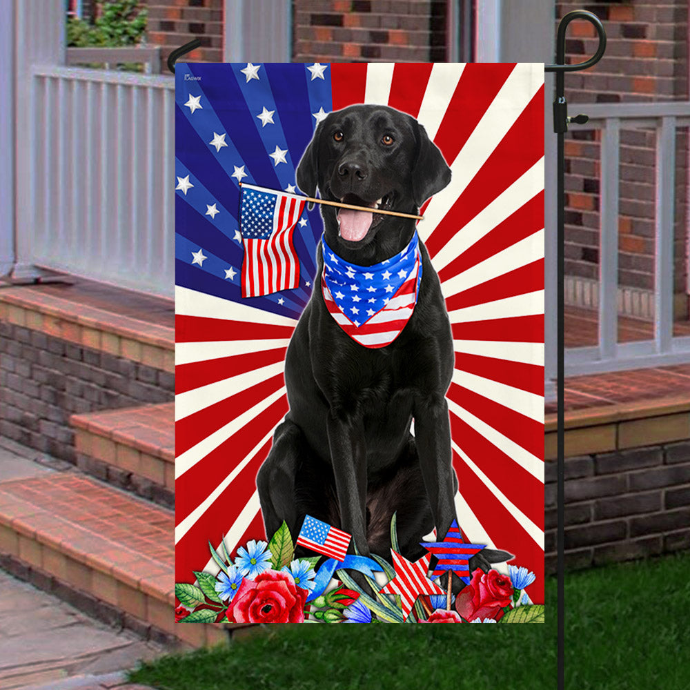 Black Labrador Retriever 4th Of july Independence Day Flag