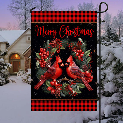 Cardinal Merry Christmas Garden Flag &amp; Mailbox Cover TQN1811MF