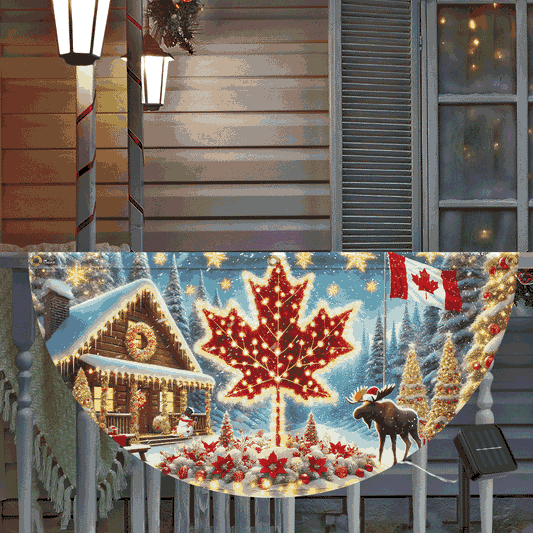 Canada Christmas Moose Holiday Xmas Canadian Solar Led Fan Flag TQN4249SL