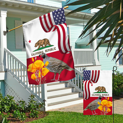 California State California Quail Bird and Golden Poppy Flower Flag MLN1141Fv49