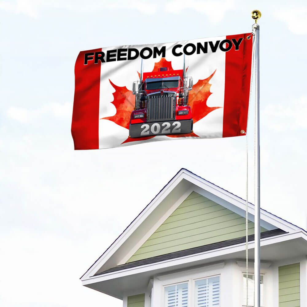 Canadian Freedom Convoy 2022 Flag, Truckers For Freedom, Mandate Freedom, Canadian Trucker Grommet Flag THB3752GF