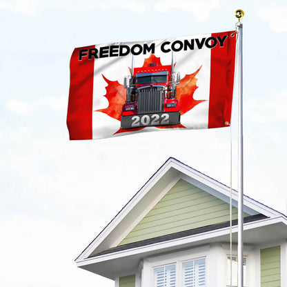 Canadian Freedom Convoy 2022 Flag, Truckers For Freedom, Mandate Freedom, Canadian Trucker Grommet Flag THB3752GF