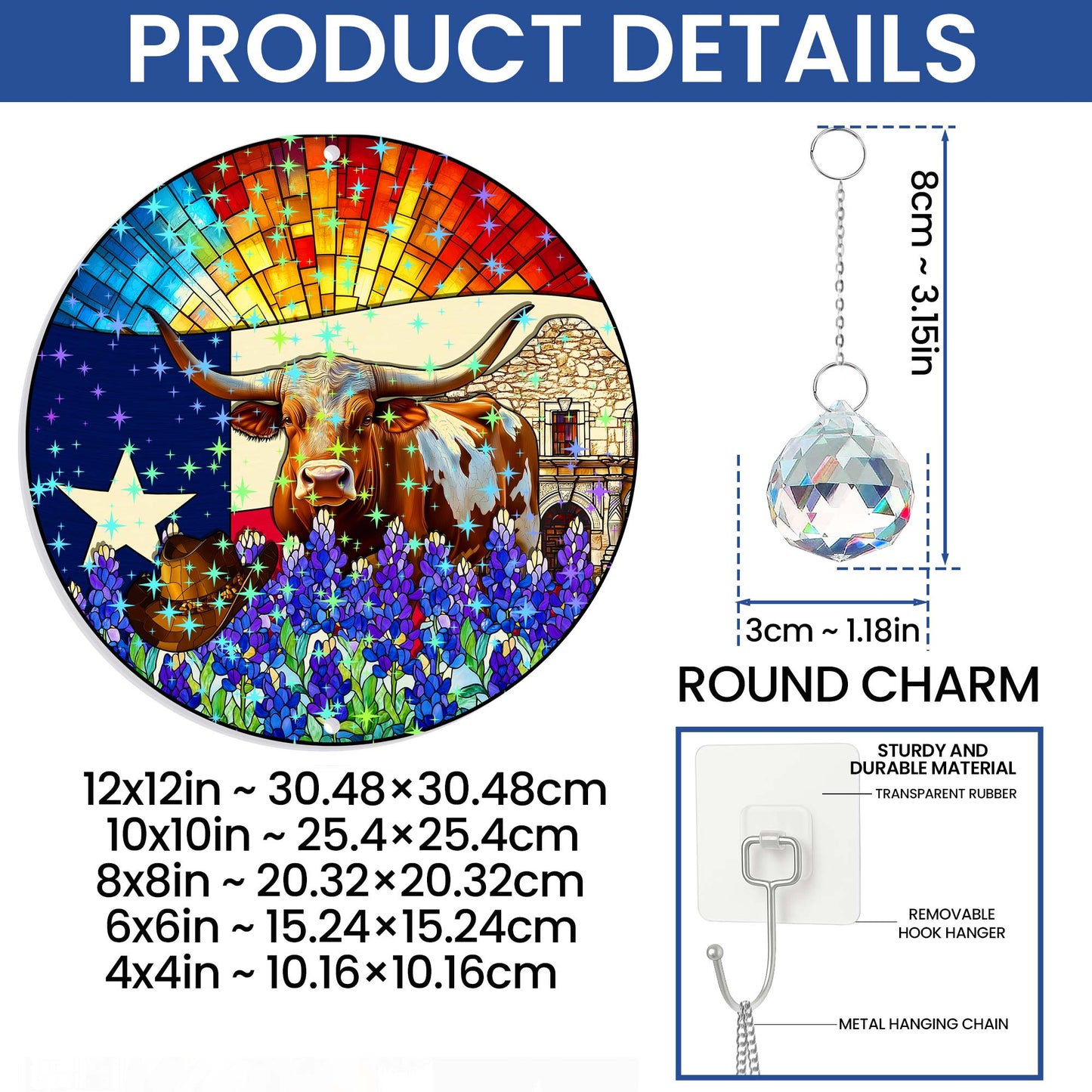 Texas Lone Star Hologram Window Hanging VTM1523NGT