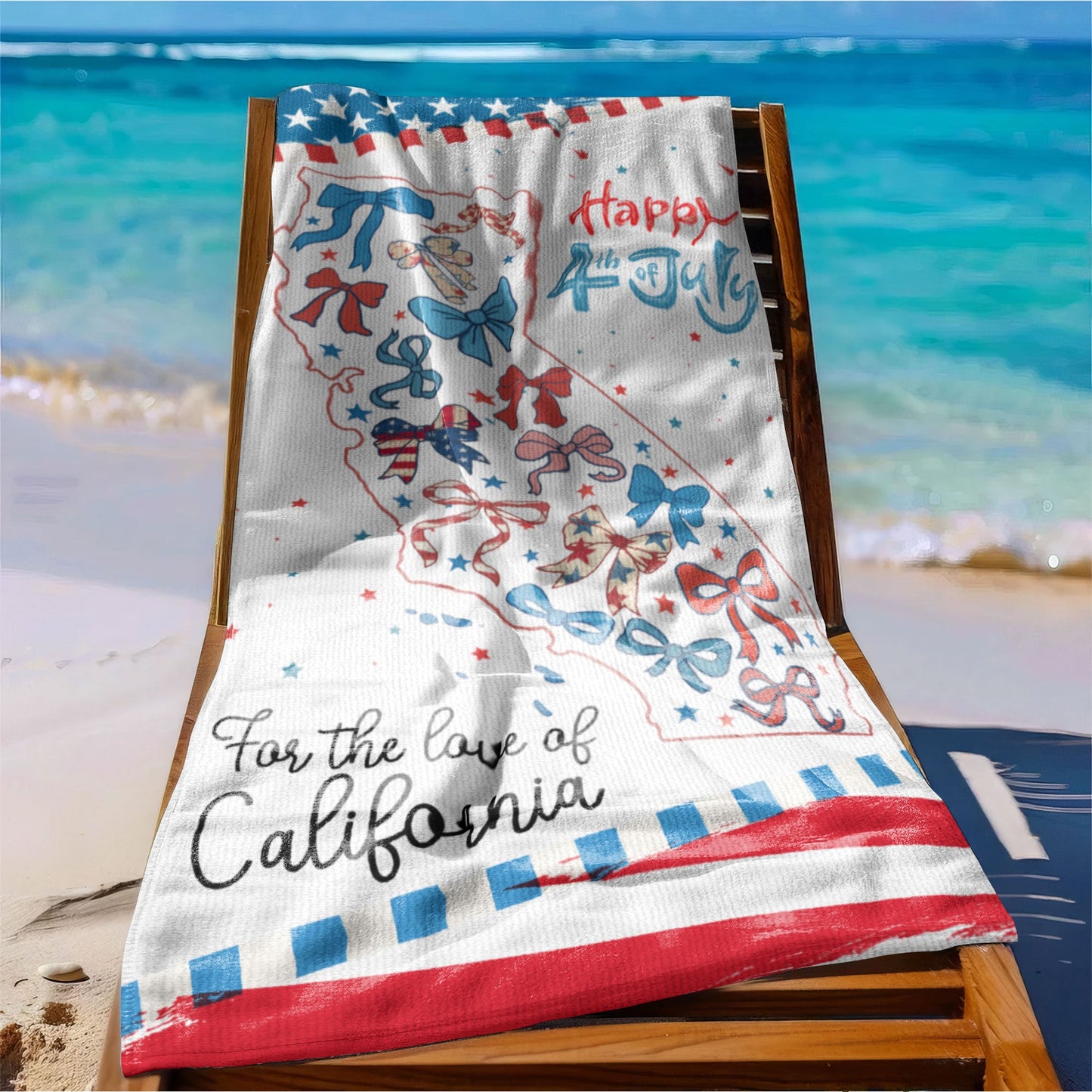 American States Califonia Happy 4th of july Beach Towel THR89DTD