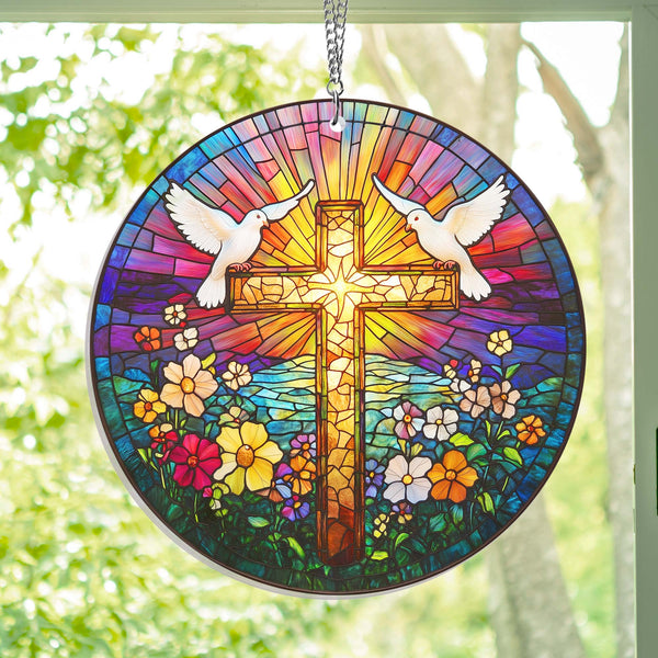 Christian Cross Religious Suncatcher Acrylic Hanging TQN4428AS