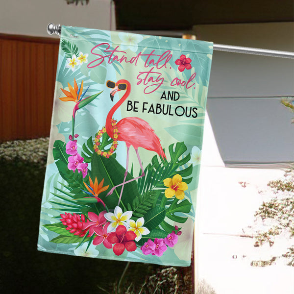 Flamingo Summer Flag Stand Tall Stay Cool Pink Flamingo Flag MLN6229PMN