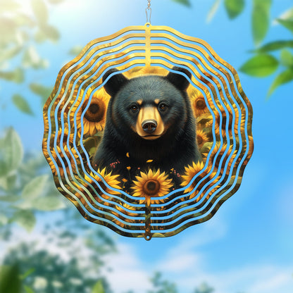 Black Bear with Sunflowers Wind Spinner VTM965WS