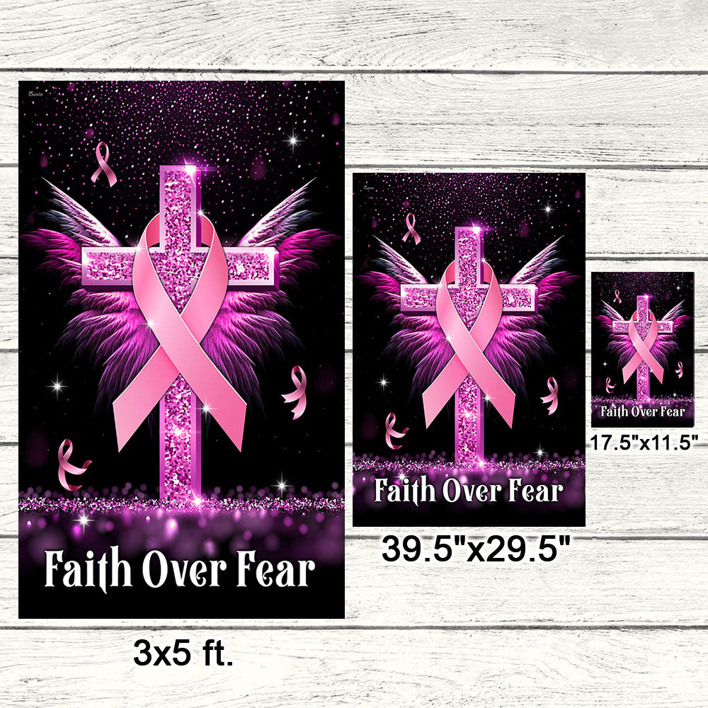 Breast Cancer Awareness Flag Faith Over Fear Cross TQN830F