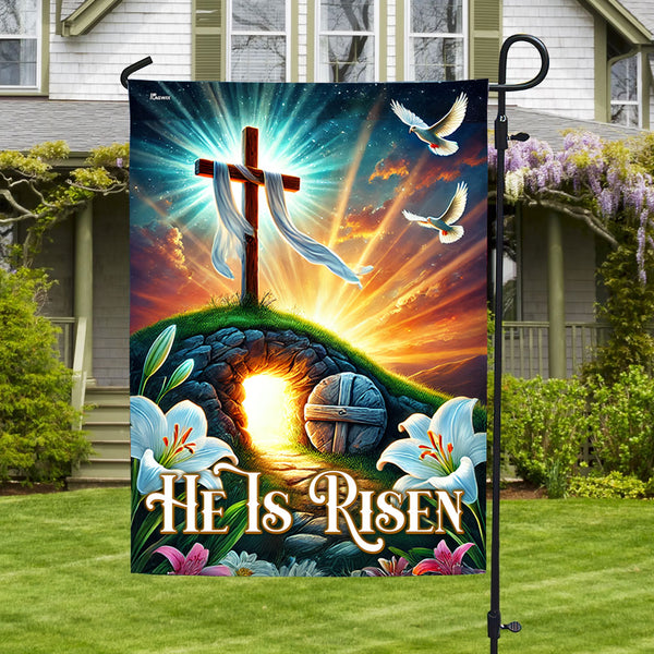 Easter Day He Is Risen Empty Tomb Christian Cross Flag MLN5157HVN