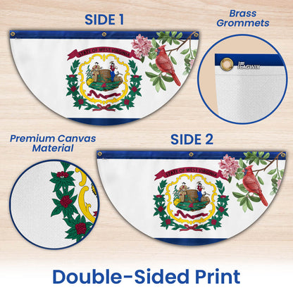 Cardinal and Rhododendron Flower, West Virginia Non-Pleated Fan Flag TPT1858FLv1