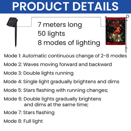Cardinal Merry Christmas Solar LED Garden Flag QTR408SF 3-Day Shipping