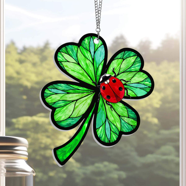 Four Leaf Clover and Ladybug Acrylic Suncatcher Hanging Sign MLN5134TNB