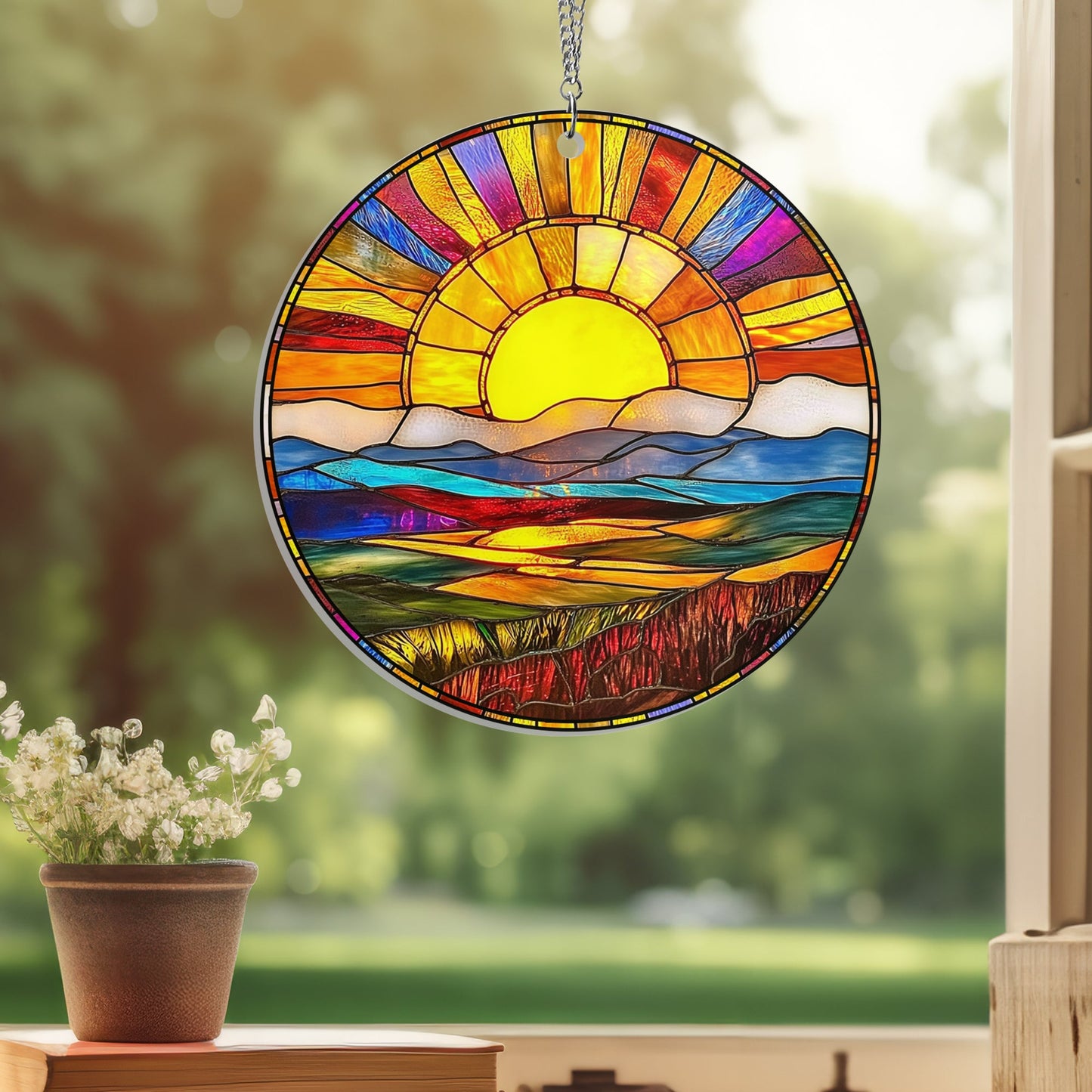 Sunset Sunrise Landscape Suncatcher Acrylic Window Hanging TQN4382AS