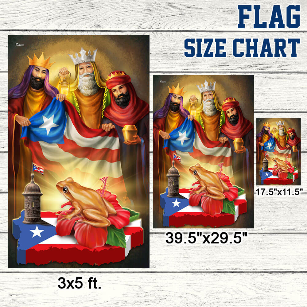 Brown Coqui Frog Three Kings Christmas Puerto Rico Flag TPT1377Fv1
