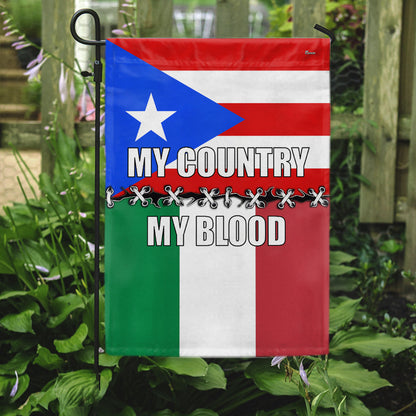 Italian and Puerto Rican My Country My Blood Flag VTM1226NTH