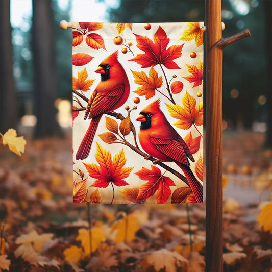 Cardinals Fall Autumn Leaves Flag MLN3557F