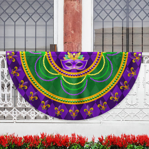 Mardi Grass Mask Non-Pleated Fan Flag TPT2631FL