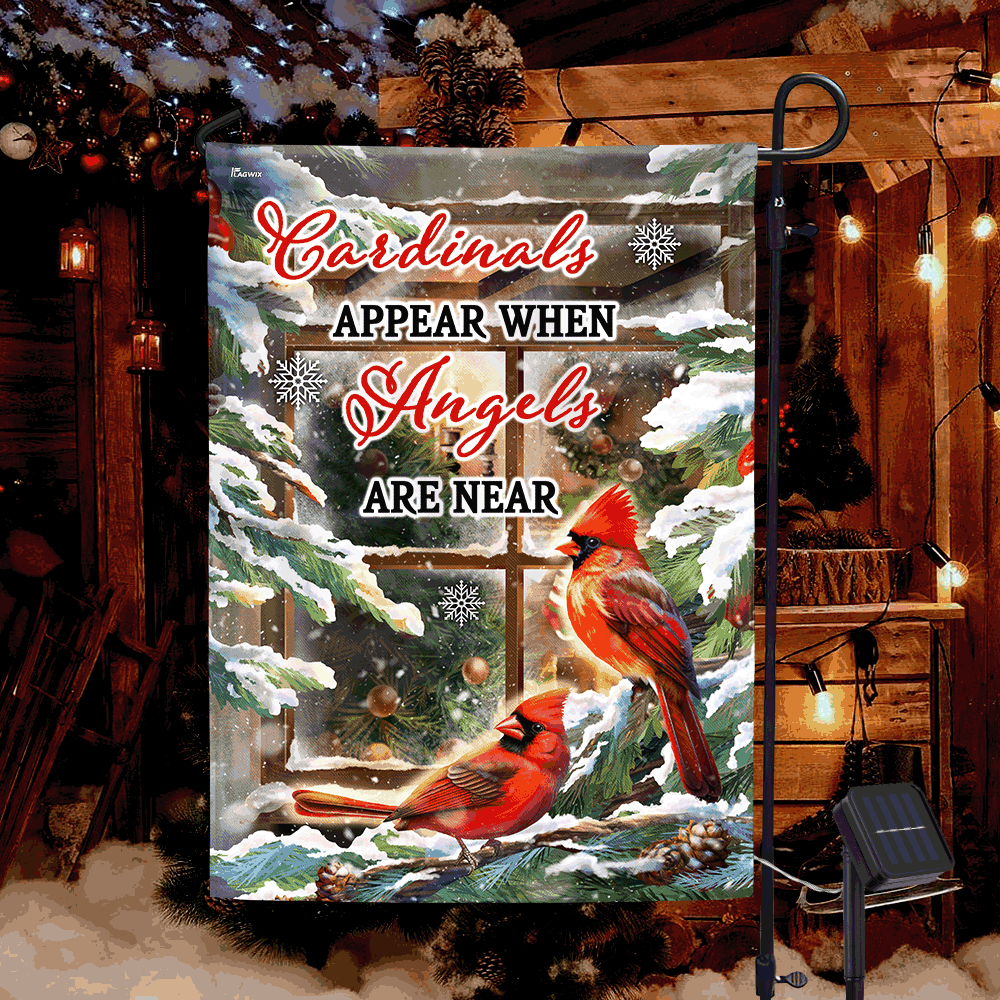 Cardinal Christmas Cardinals Appear When Angels Are Near Solar LED Garden Flag MLN1978SF