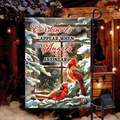 Cardinal Christmas Cardinals Appear When Angels Are Near Solar LED Garden Flag MLN1978SF