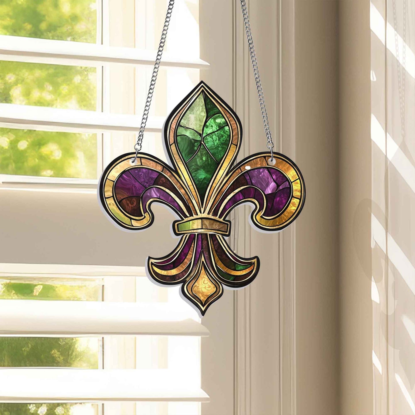Louisiana Mardi Gras Fleur De Lis Acrylic Suncatcher Hanging TPT2544AS