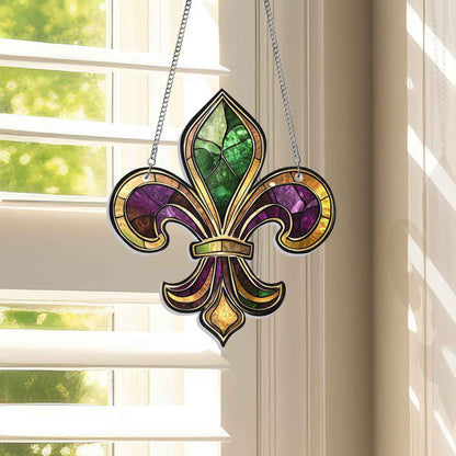 Louisiana Mardi Gras Fleur De Lis Acrylic Suncatcher Hanging TPT2544AS