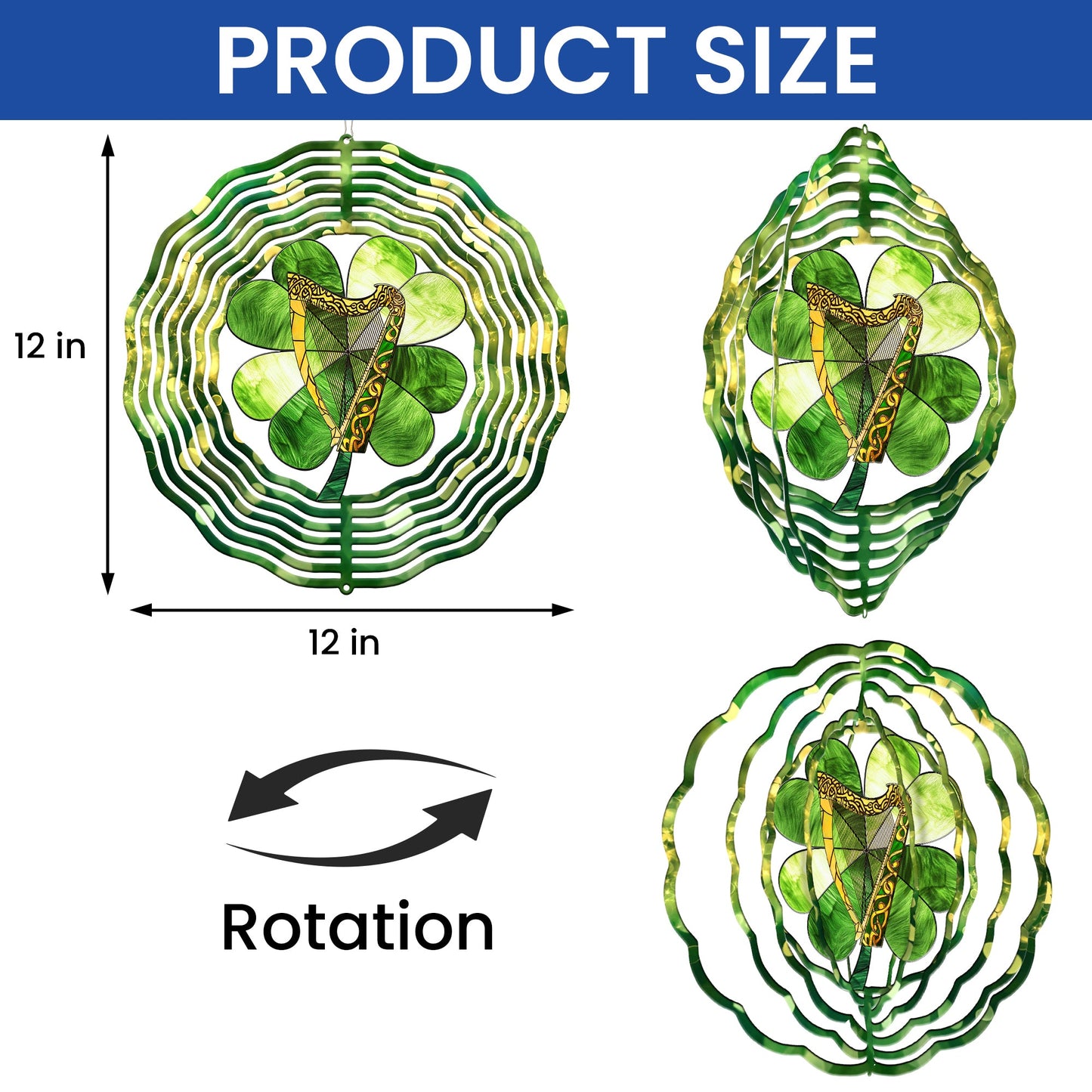 Irish Harp And Shamrocks St. Patrick's Day Wind Spinner VTM1054NGT