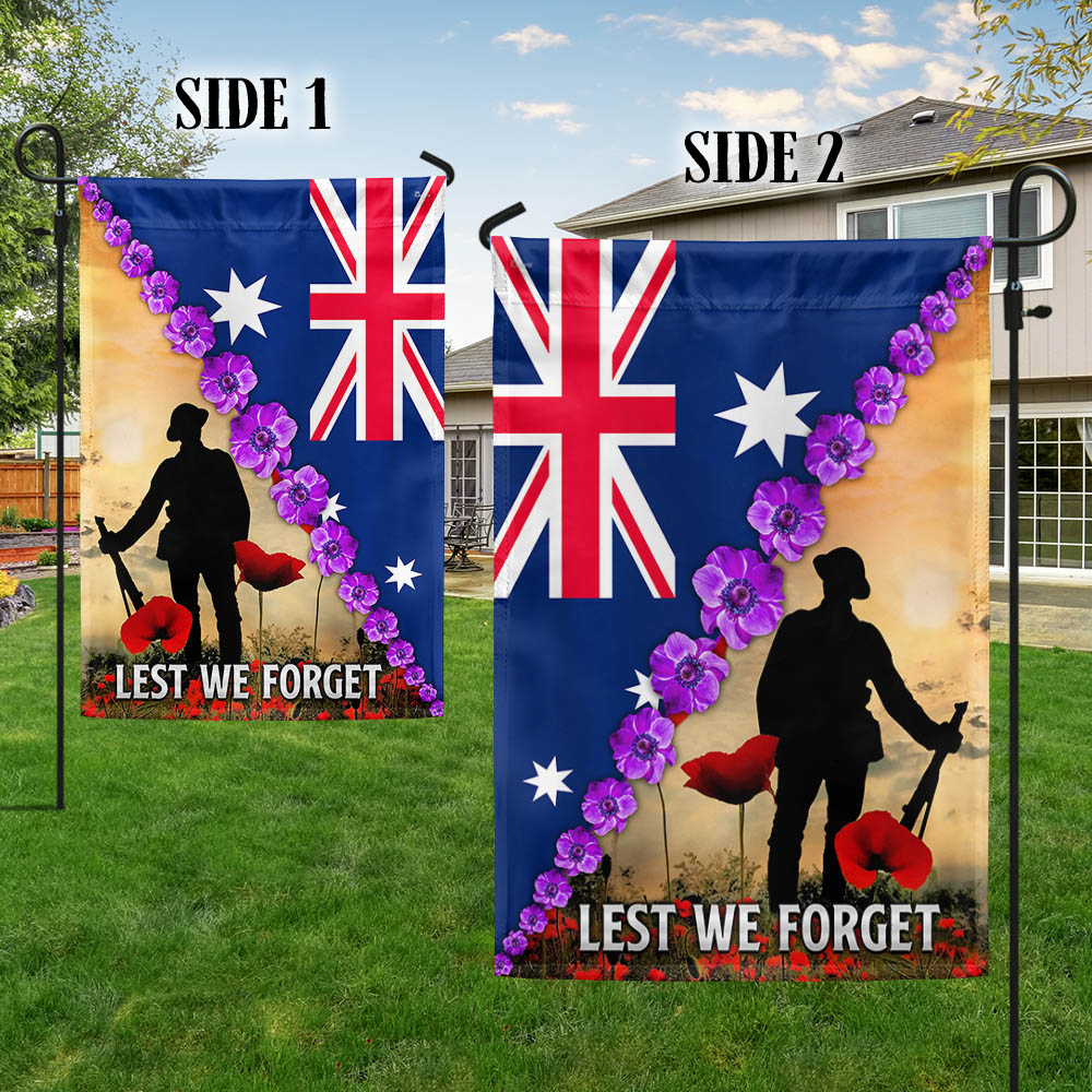 Anzac Day Lest We Forget Purple Poppy Australia Veteran Flag MLN925F