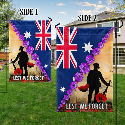 Anzac Day Lest We Forget Purple Poppy Australia Veteran Flag MLN925F