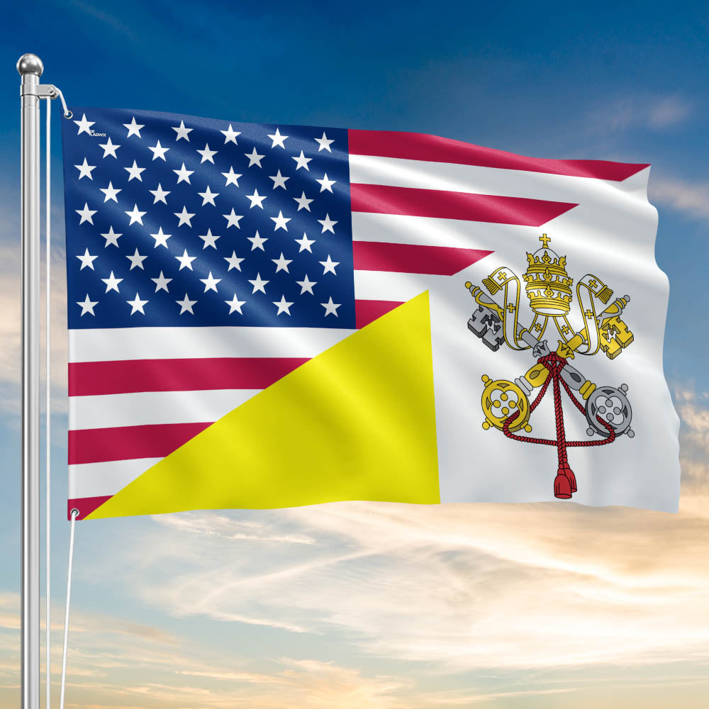 The USA Papal Flag Vatican City Flag Religious Flag United States Grommet Flag TPT2745NTH