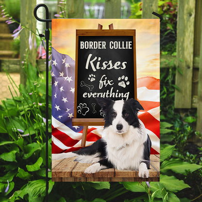Border Collie Kisses Fix Everything Flag QNK1035Fv2