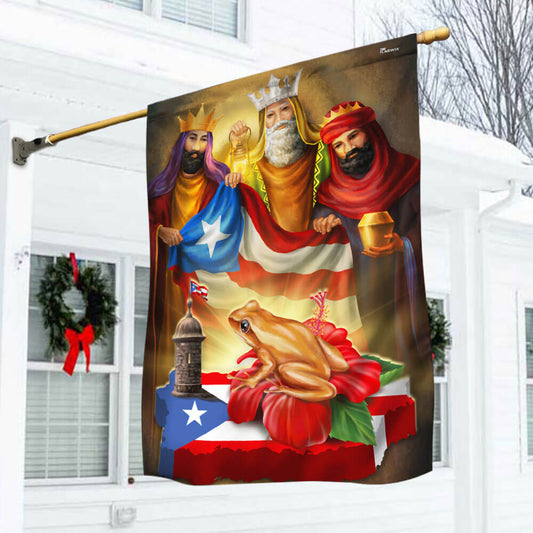 Brown Coqui Frog Three Kings Christmas Puerto Rico Flag TPT1377Fv1