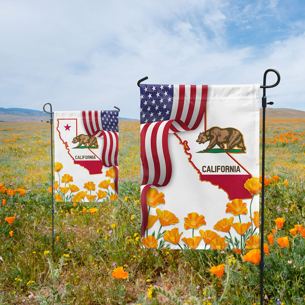 California State With California Poppy Flag MLN1111Fv4