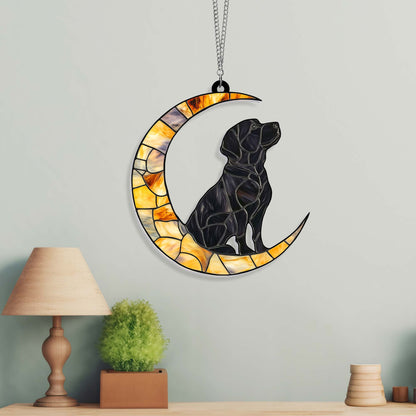 Labrador Retriever Dog On The Moon Acrylic Suncatcher Hanging Sign TQN4877LTH