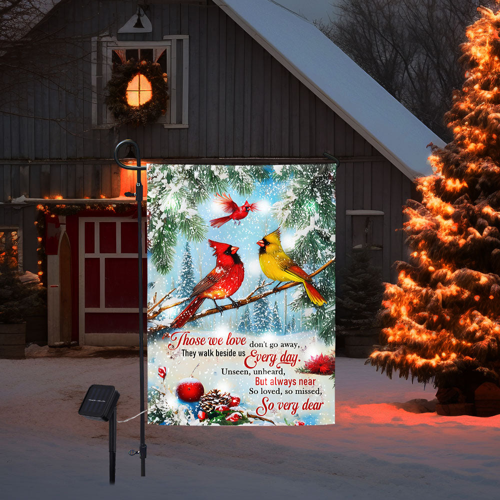 Cardinals Those We Love Don't Go Away Christmas Cardinals Solar Led Garden Flag TPT2307SF 3-Day Shipping