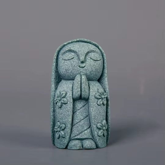 Handcrafted Stone Zen Jizo Statue Full Set