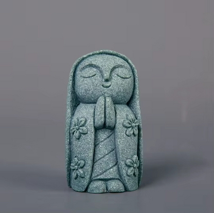 Handcrafted Stone Zen Jizo Statue Full Set