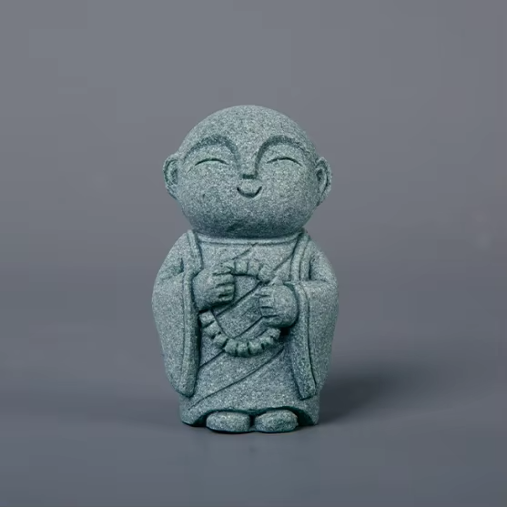 Handcrafted Stone Zen Jizo Statue Full Set