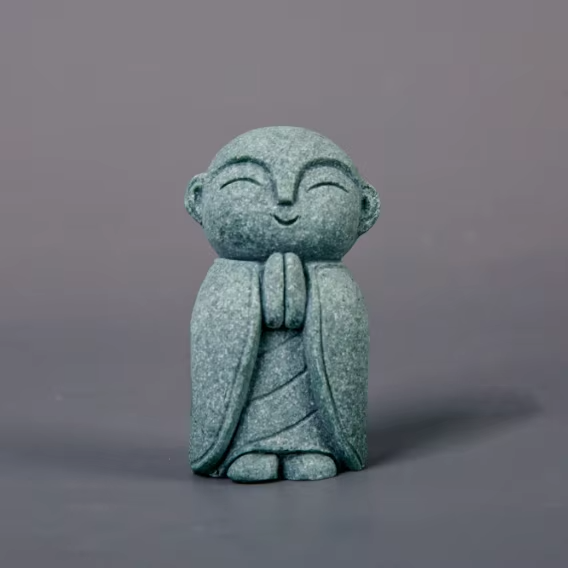 Handcrafted Stone Zen Jizo Statue Full Set