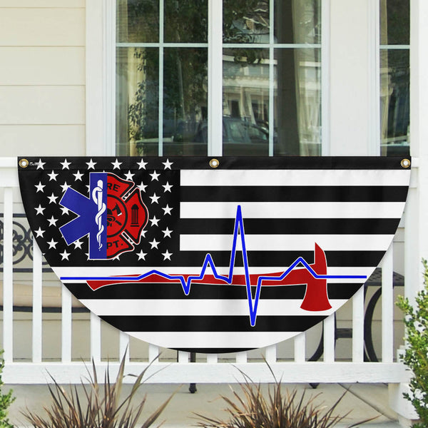 EMT Firefighter American Non-Pleated Fan Flag TQN3418FL
