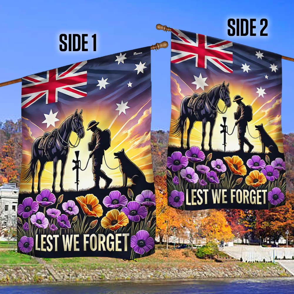 Anzac Day Animals in War Purple Poppy Australia Flag MLN5174DNV