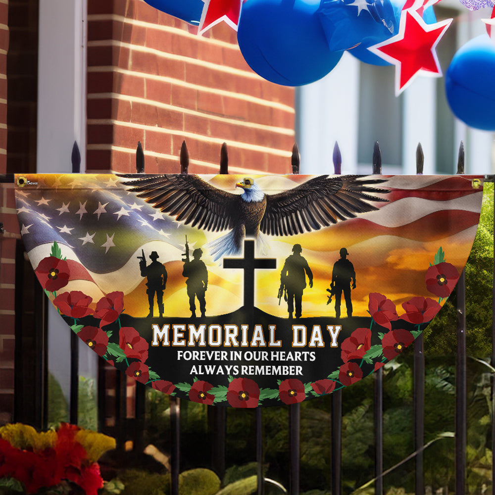 Memorial Day Forever In Our Hearts Non-Pleated Fan Flag VTM1208NTH