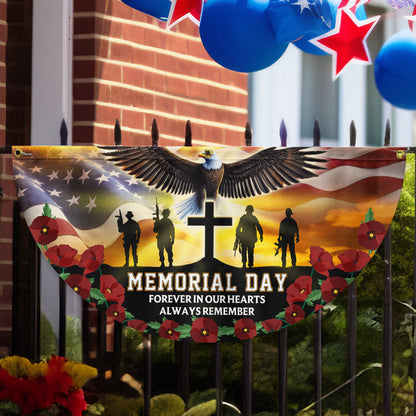 Memorial Day Forever In Our Hearts Non-Pleated Fan Flag VTM1208NTH